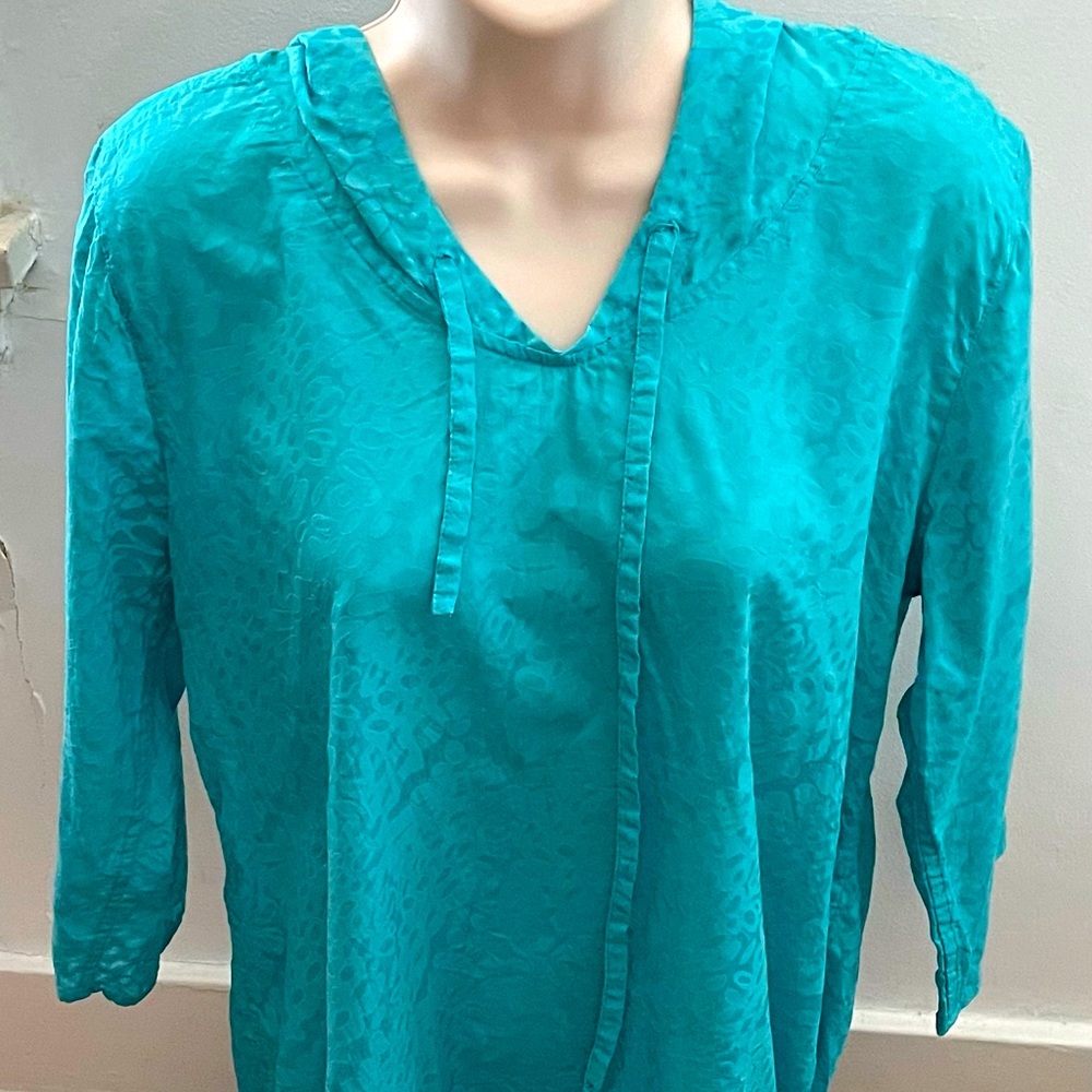 Termit ski blue hooded textured cotton adjustable waist tunic, size L boho beach